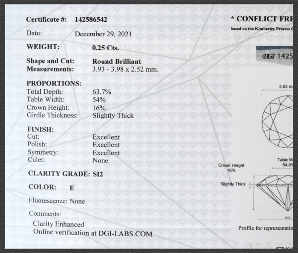 Brillant 585 Gold Ring 0,25ct, Si2; mit DGI Zertifikat